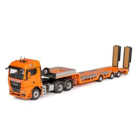 MAN TGX GM 6x4 with equipment carrier 3 Axles Orange Die cast 