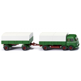 MERCEDES LP 333 6x4 carrier with trailer 1 Axle Green Die cast 