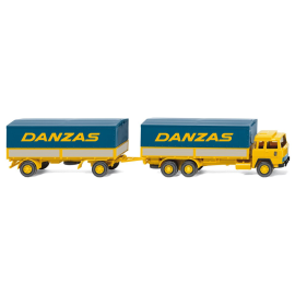 MAGIRUS 235D 6x4 covered side carrier with 2 axles covered side trailer Danzas Die cast 
