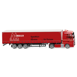 MAN TGX Euro 6 4x2 with semi-covered 3 axles Mauler spedition service Die cast 