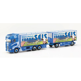 SCANIA CS 20 HD 6x2 carrier with trailer 2+2 Axles FRANK SEIS Die cast 