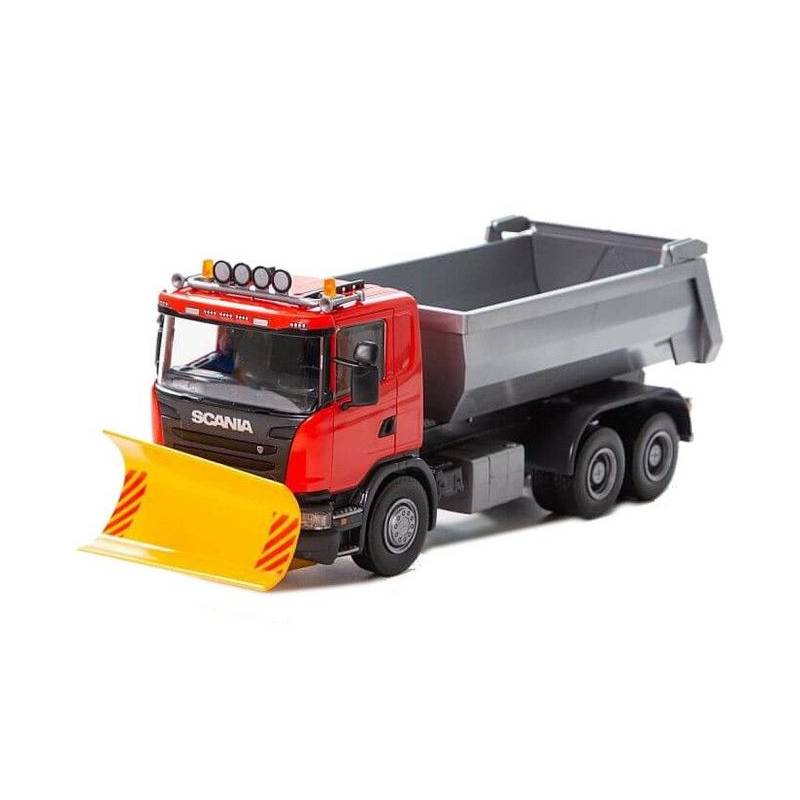 SCANIA G 6x4 red with snow plow Die cast 