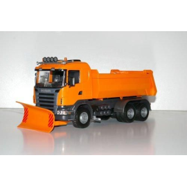 SCANIA G 6x4 orange with snow plow Die cast 