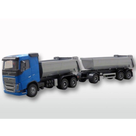 VOLVO FH16 6x4 blue with trailer 1 + 2 axles Die cast 