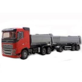 VOLVO FH16 6x4 red with trailer 1 + 2 axles Die cast 