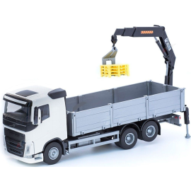 VOLVO FH white carrier 6x4 with unloading crane Die cast 
