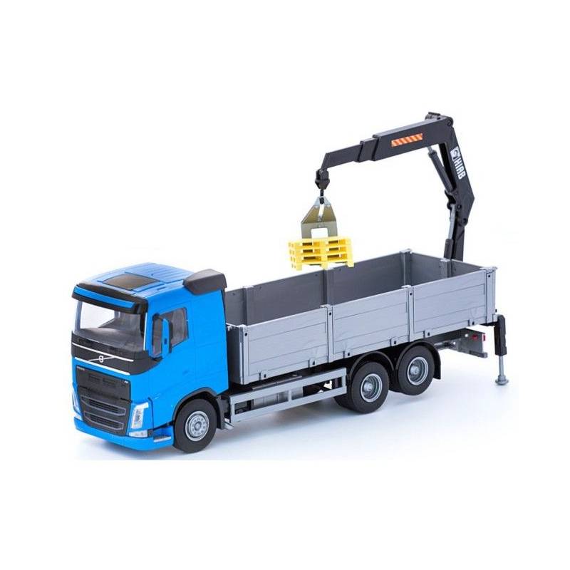 VOLVO FH 6x4 blue with HIAB rear loading crane Die cast 