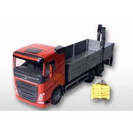 VOLVO FH red carrier 6x4 with unloading crane Die cast 