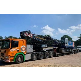 SCANIA P LOW CP20 10x4 with 5-axle bar loader and 1-axle dolly HOLTROP VD VLIST Die cast 