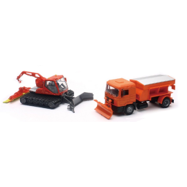 Snow plow with snow groomer 
