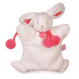 White and Red Pompom Rabbit Puppet 25 cm Plush 