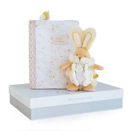 White sugar rabbit - Health book protector box with cuddly toy Plush 