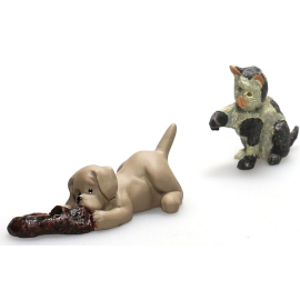 Miniature dog and cat for dollhouse 