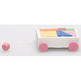 Miniature cube on wheels for dollhouse dimensions length 3.5 cm width 3 cm 