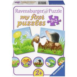 My first puzzles - 9 2-piece puzzles - Animals in the garden 