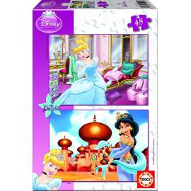 2 DISNEY Princess 48 Piece Puzzles - Cinderella and Jasmine 