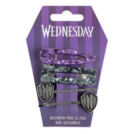 Wednesday - Pack 4 hair accessories Pruple & Black 