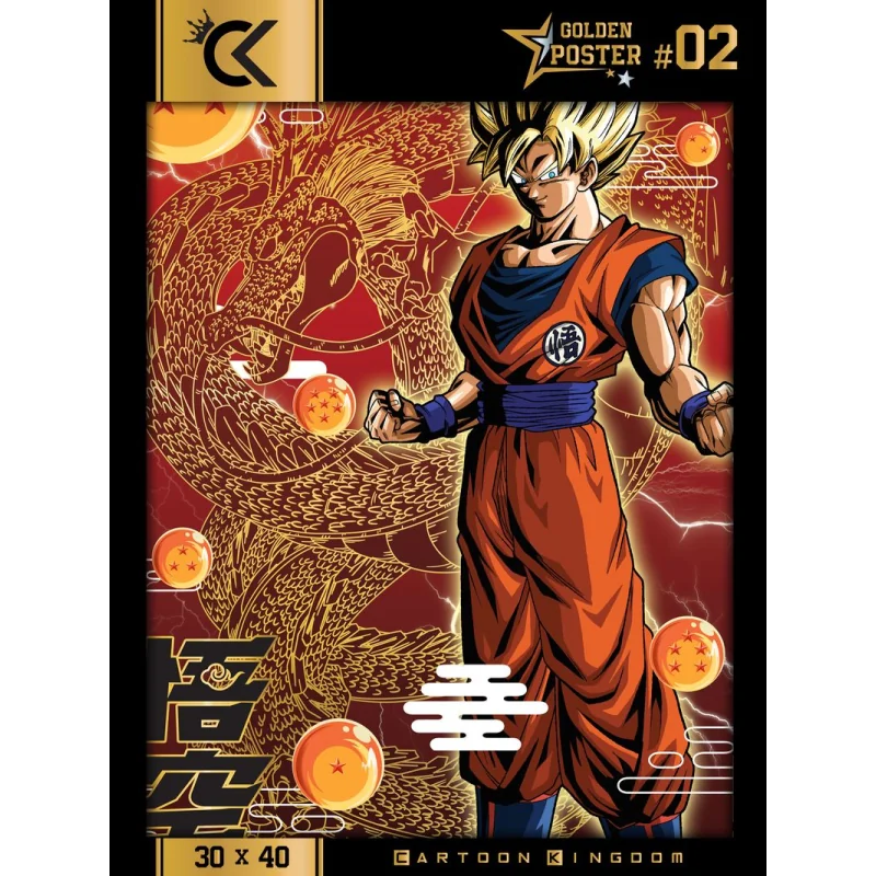 DBZ Dragon Ball Super Golden Poster Super Saiyan Son Goku Poster, Wallscroll