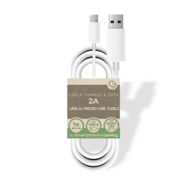 USB A/MicroUSB 5V/2A charge/data cable - 1m - Bulk - White 