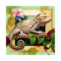 Wooden puzzle – Chameleon and Flowers – 550 pcs (50 unique pcs) 