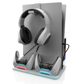 RGB Ventilated and Charging Station for PS5/PS5 Slim - White 