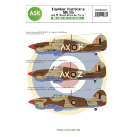 Hawker Hurricane Mk.IIb part 11 - South African Air Force 1942 cat. no. 200-D32037The decal sheet contains 3 markings:- Hawker H