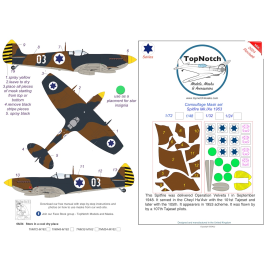 Supermarine Spitfire Mk.IXe IAF 1953 national insignia, tail pattern, code letters and camouflage pattern paint masks 