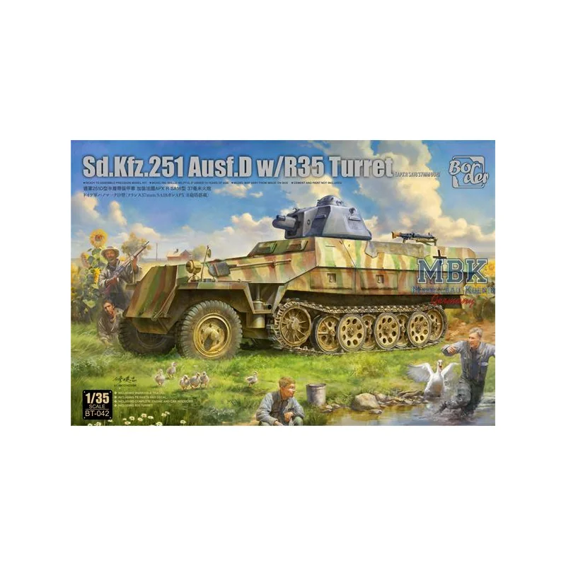 BORDER MODEL: 1/35; Sd.Kfz.251 /1 Ausf.D with R35 turret with PE and workable tracks Military model kit