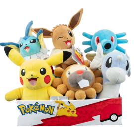 Pokemon - 20 cm plush toy assortment (Eevee, Aquali, Female Pikachu, Keunotor, Hypotrempe, Minidraco) 