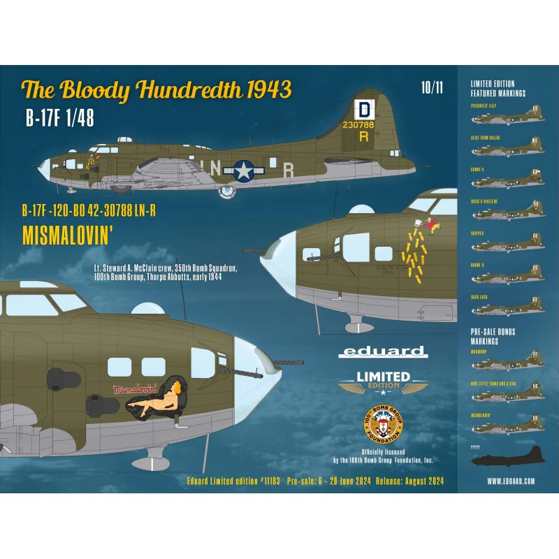 The Bloody Hundredth 1943 B-17F Flying Fortress - Limited Edition 1/48