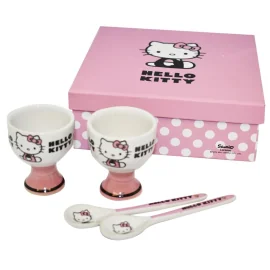 HELLO KITTY - Set of 2 Egg Cups + 2 Spoons 