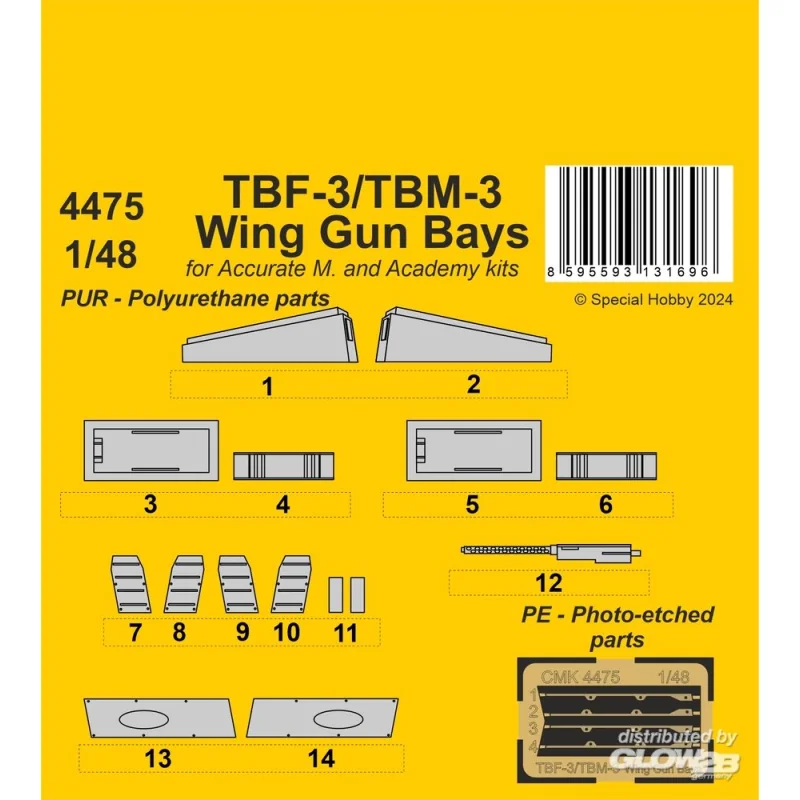 TBF-3/TBM-3 Wing Gun Bays 1/48 / for Accurate/Academy kits Accessory 