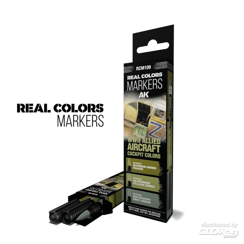 WWII ALLIED AIRCRAFT COCKPIT COLORS - SET 3 REAL COLORS MARKERS Paint 