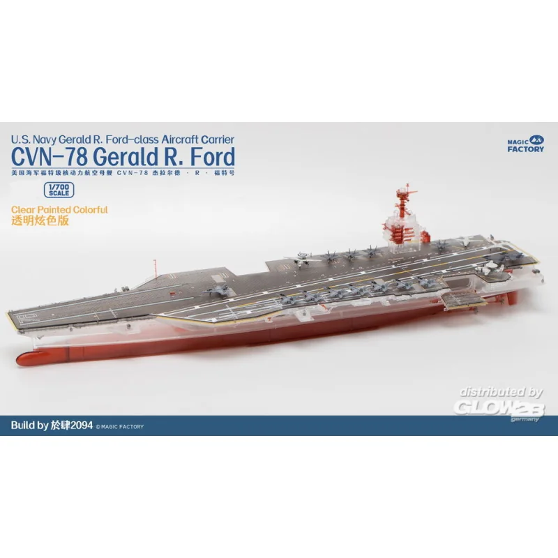 Clear Painted Colorful US Navy Gerald R. Ford-class aircraft carrier- USS Gerald R. Ford CVN-78 Model kit 