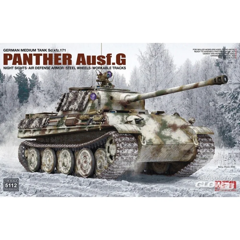 Panther Ausf. G w/ Night Sights, Air Defense Armor, Steel Wheels, Workable Tracks Model kit 