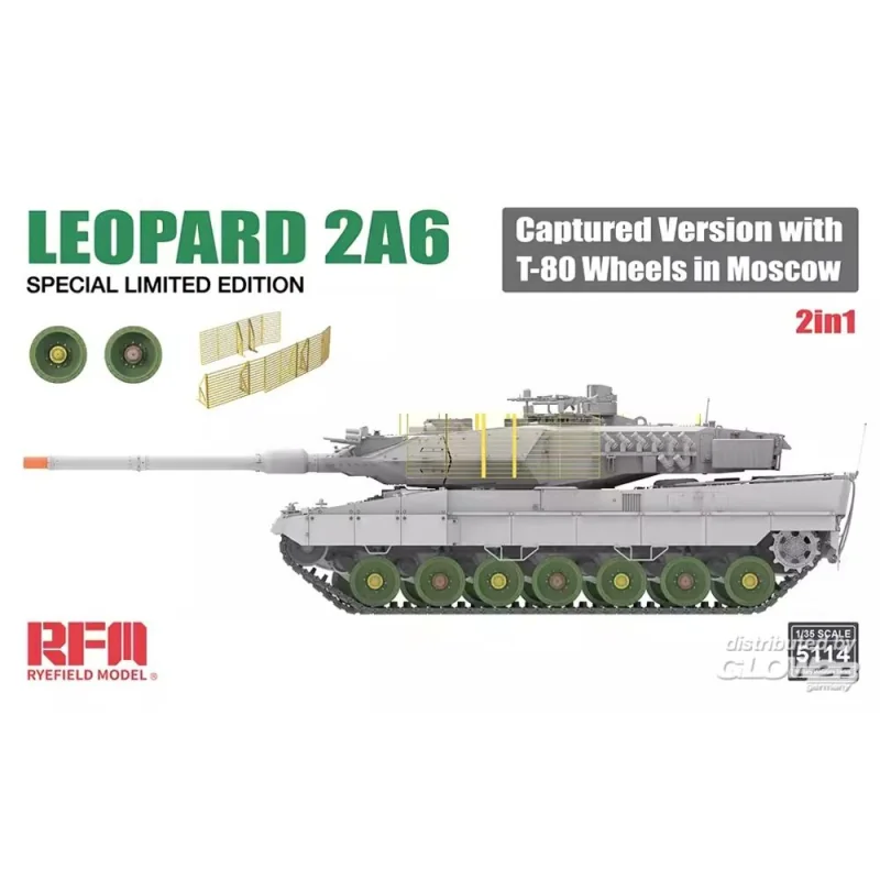 Leopard 2A6 Captured Version with T-80 Wheels in Moscow 2 in 1 Limited Edition Model kit 