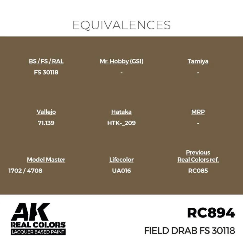 AK INTERACTIVE: Real Colors Field Drab FS 30118 17 ml. AK Interactive