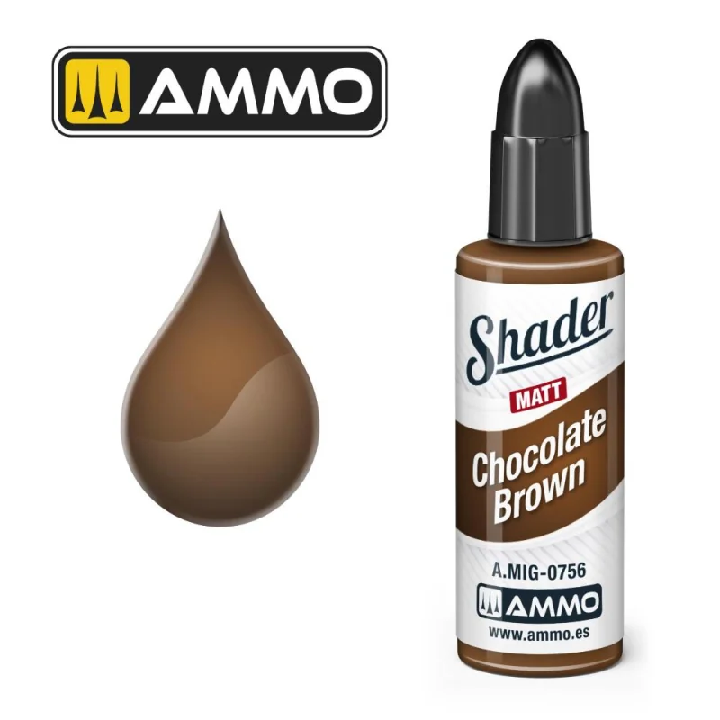 AMMO of MIG: MATT SHADER Chocolate Brown 10mL Paint 