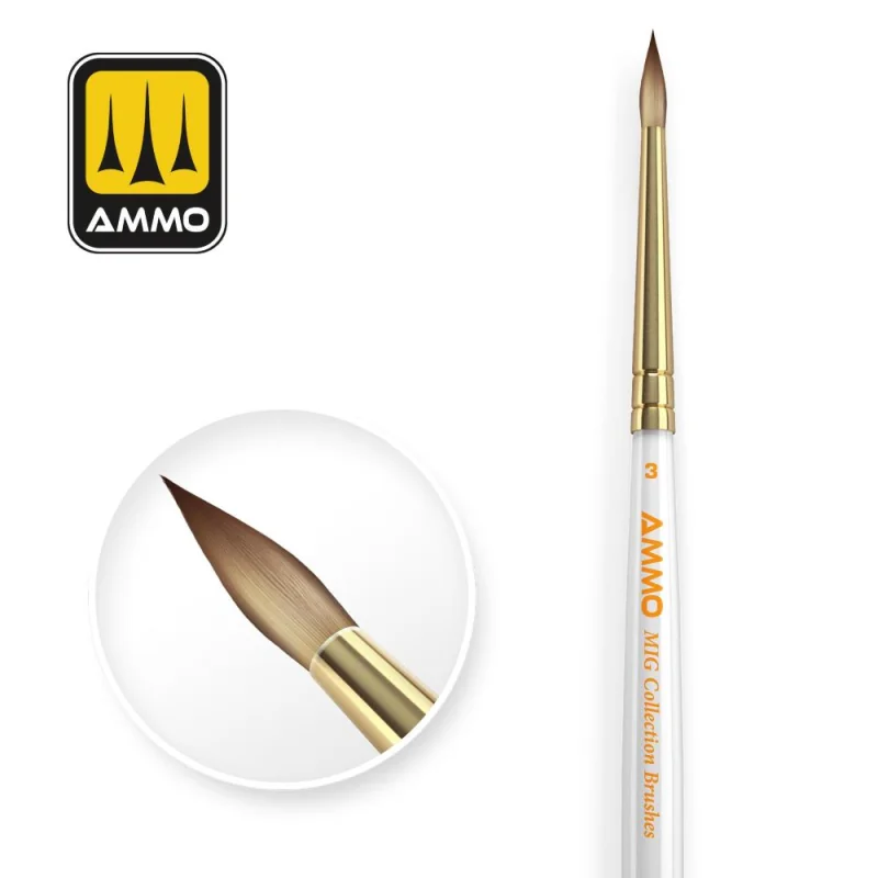 AMMO of MIG: AMMO MIG Collection Brushes Conical Ø3 brush 