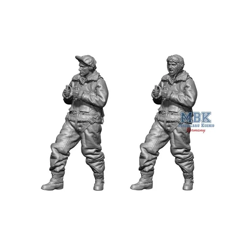 WW2 US Bomber Bomber waist Gunner 2 heads 1:72 Figures 