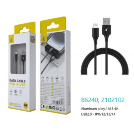 Aluminum Data and Charging Cable for iPhone - 3.4A - 1m - B6240 - Black 