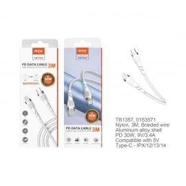 Type-C to lightning cable 30W/9V/3.4A PD-3m-White-TB1357 