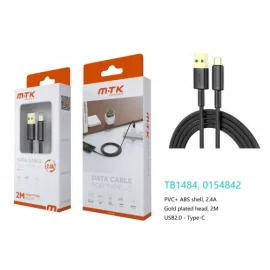 USB Type C Cable - 2.4A - 2m black TB1484 