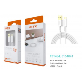 USB Type C Cable TB1484 - 2.4A 2m - White 