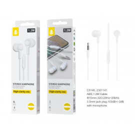 Earphone with microphone - C5146 -1.2m - White 