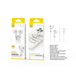 Earphone + Lightning Microphone - for Iphone 5 to 14 - 1.2m - Plug and Play NC3273 - White 