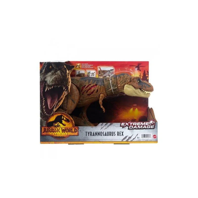 Mattel - Jurassic World Dominion Extreme Damage Tyrannosaurus Rex Figurine 