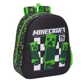 3D Backpack - 33 x 27 x 10 cm - Creeper - Minecraft 