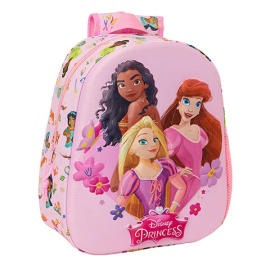 3D Backpack - 33 x 27 x 10 cm - Rapunzel, Ariel & Vaiana - Disney Princess 