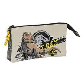 Triple flat pencil case - Warning - Jurassic World 